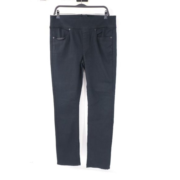 SPANX Jeans Womens Size 31 Signature Waist Straight Leg High Rise Black stretch - Picture 2 of 13